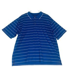 PGA Tour Mens Shirt‎ Polo XL Extra Large Blue Striped Short Sleeve Golf Sports